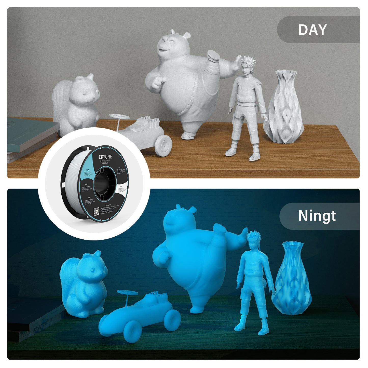3D Printer Filament, PLA Glow in Dark 200G - Premium 3D Print