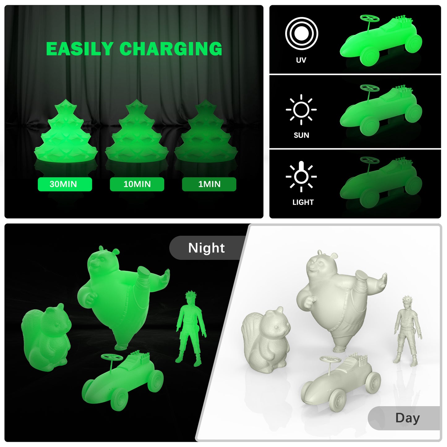3D Printer Filament, PLA Glow in Dark 200G - Premium 3D Print