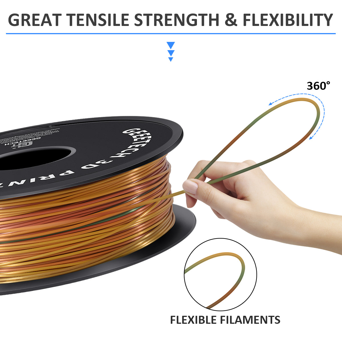 3D Printer Filament Silk PLA Filament 1kg 1.75mm - GEEETECH 3D Printer Spool