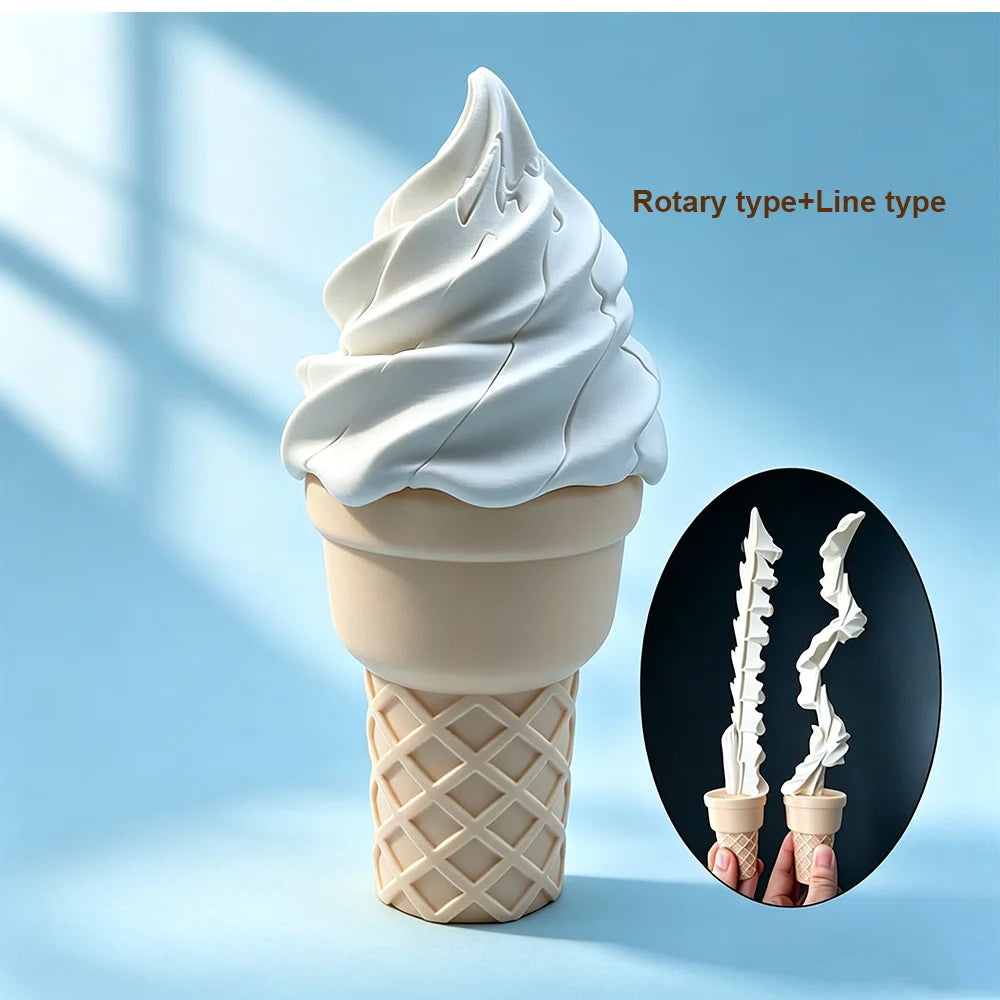3D Printed Retractable Ice Cream Prank Prop Pop Out Ice Cream Cone Stress Relief Gag for Home Desk Decoration Accessories Gift