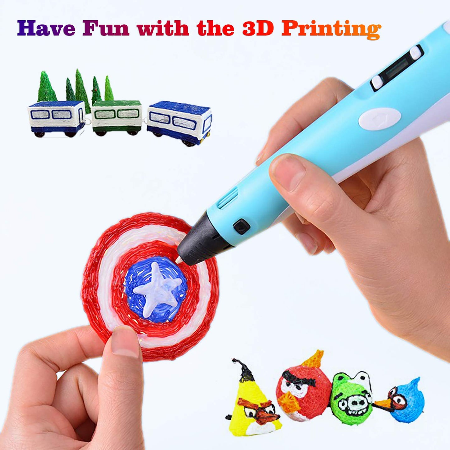 40 Color PLA Filament for 3D Pen - Safe, Smoke-Free Refill
