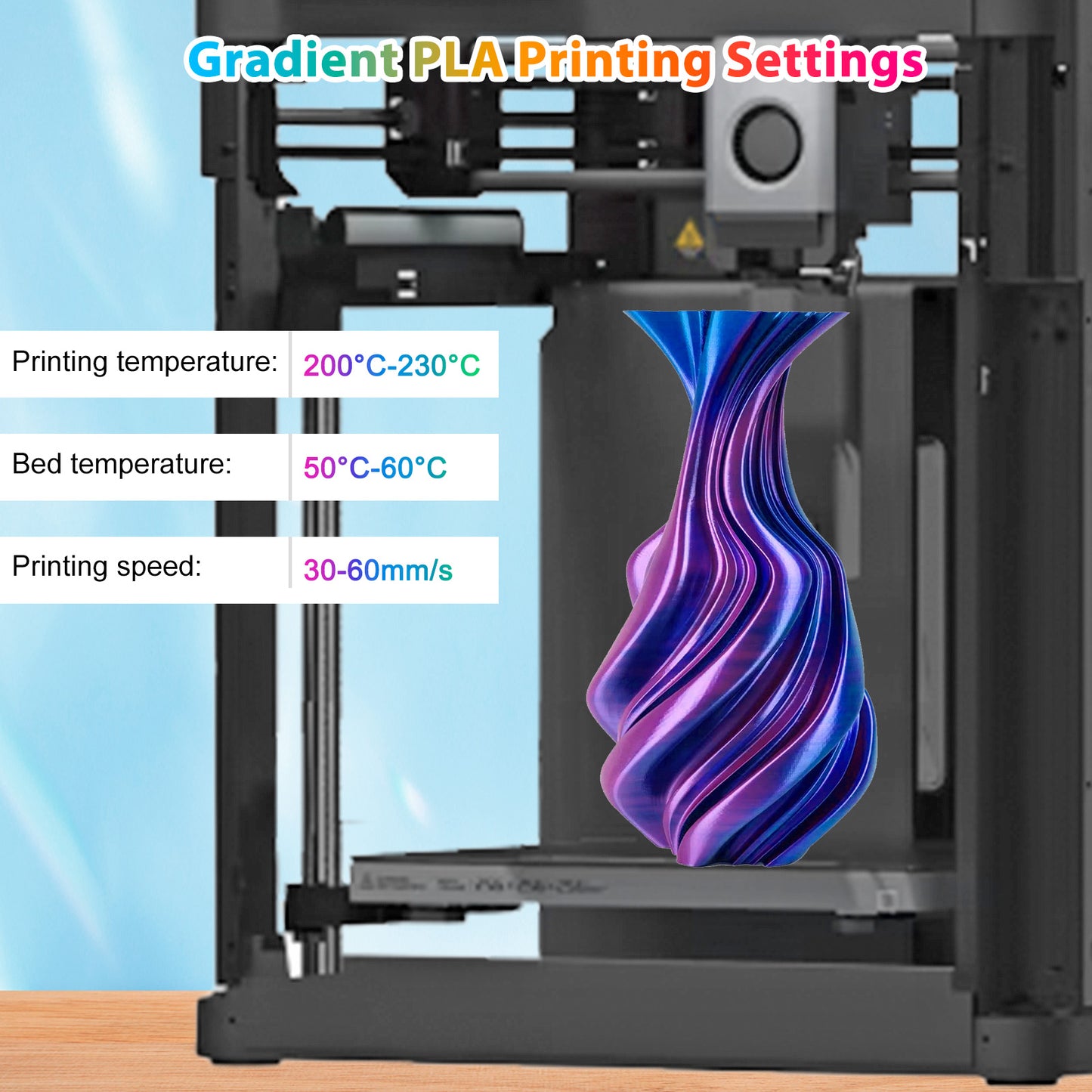 PLA Filament 1.75mm Blue Purple Dual Color 250g Spool