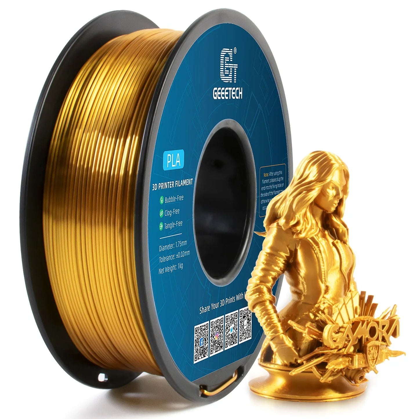 PLA PETG 3D Filament 1kg 1.75mm - Tangle-Free & Vacuum-Sealed