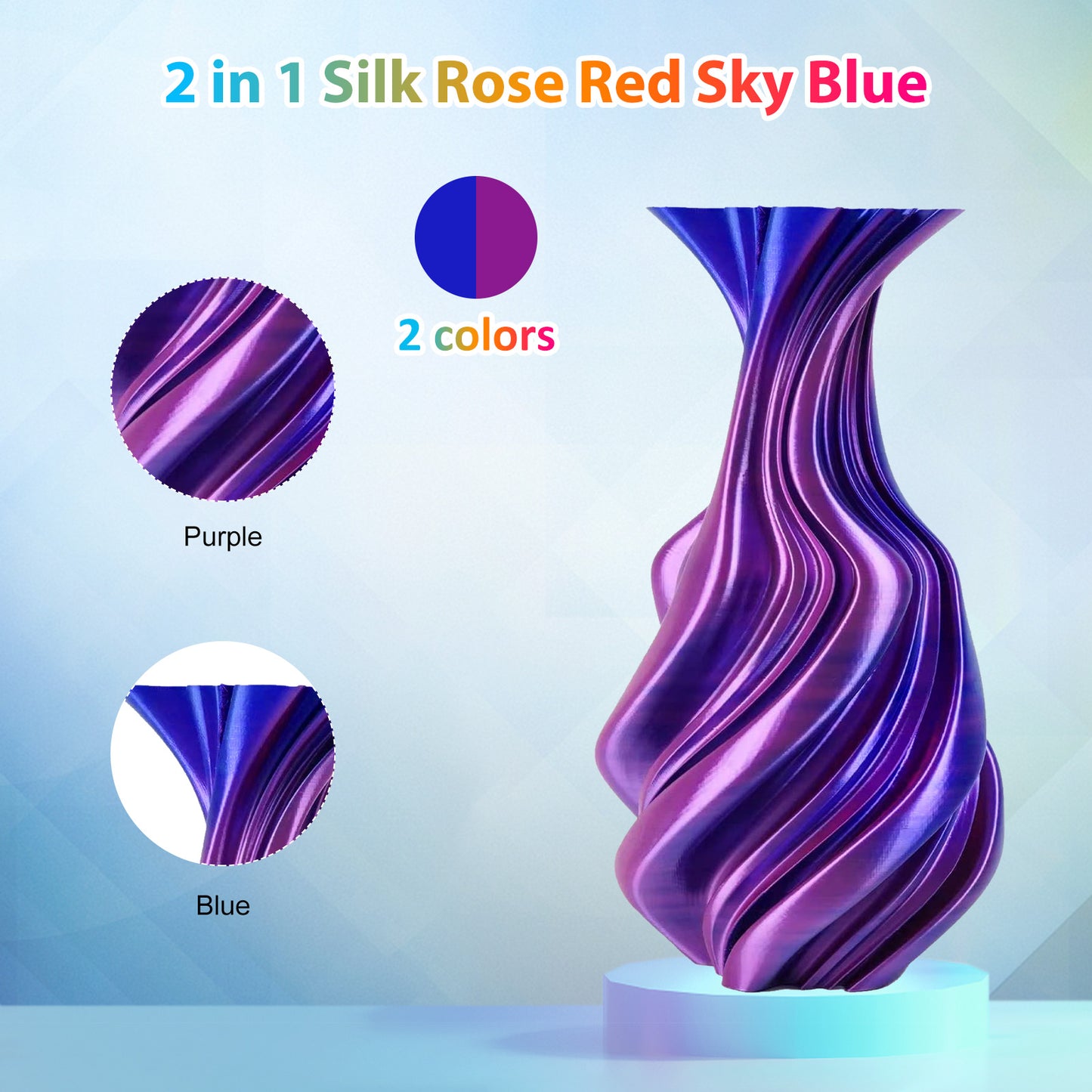 PLA Filament 1.75mm Blue Purple Dual Color 250g Spool