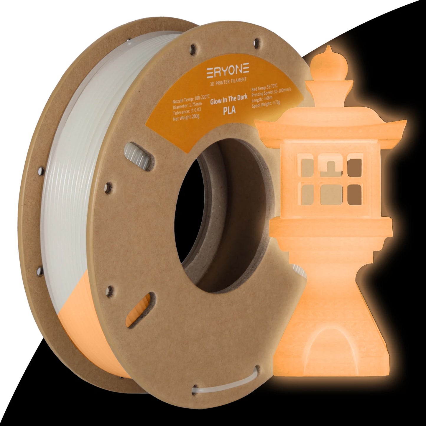 3D Printer Filament 200G, PLA Glow in Dark - Eryone Premium 3D Print