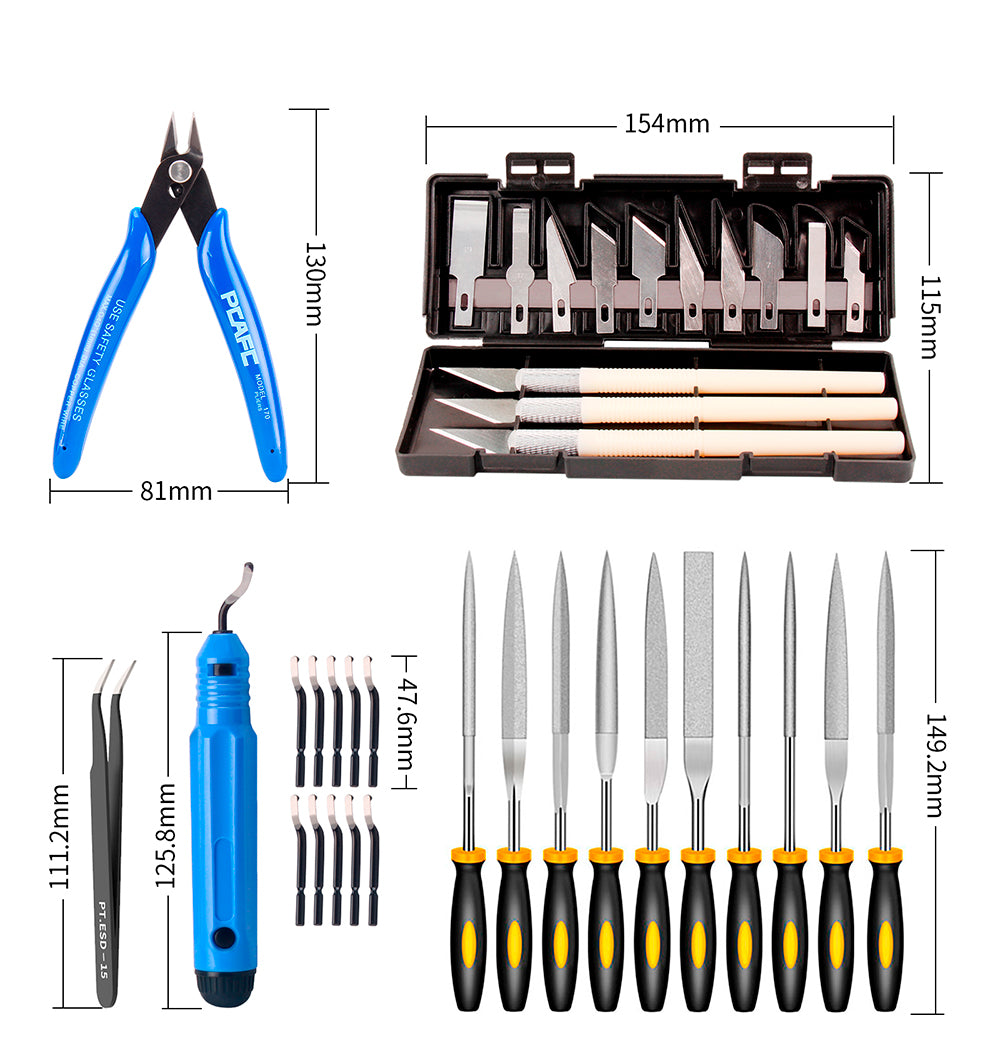 3D Printer Tool Kit: Knife, Scraper, Pliers & Deburring Tools