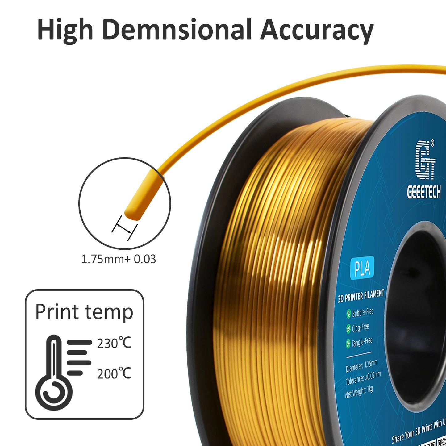 3D Printer Filament 1.75mm - GEEETECH 1kg Spool