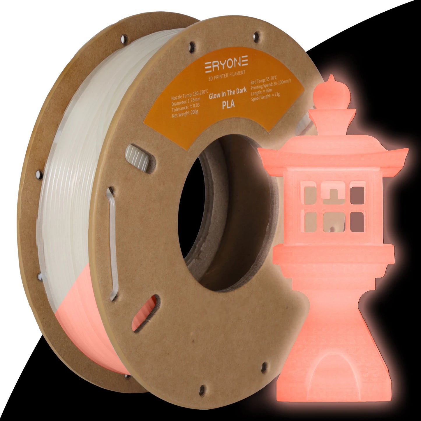 3D Printer Filament, PLA Glow in Dark 200G - Premium 3D Print