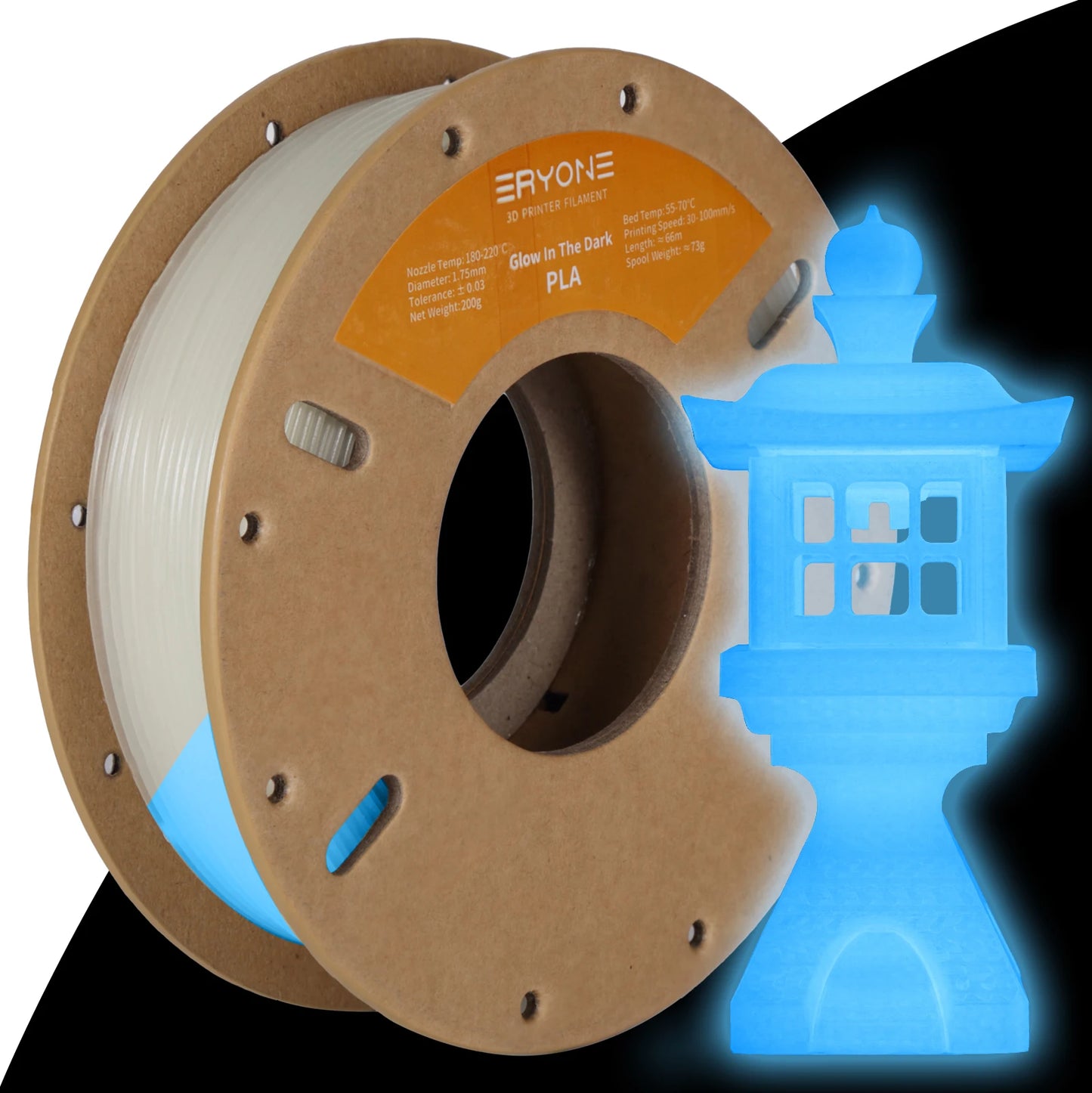 3D Printer Filament 200G, PLA Glow in Dark - Eryone Premium 3D Print