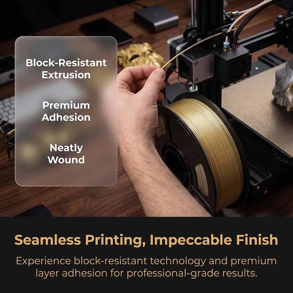 Two Color PLA Silk Gold Silver 3D Printer Filament 250g, 1.75mm Dual Color 3D Printer Material Silk Gold Silver