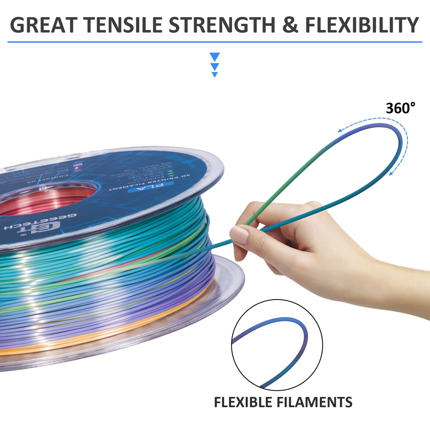 PLA PETG 3D Filament 1kg 1.75mm - Tangle-Free & Vacuum-Sealed