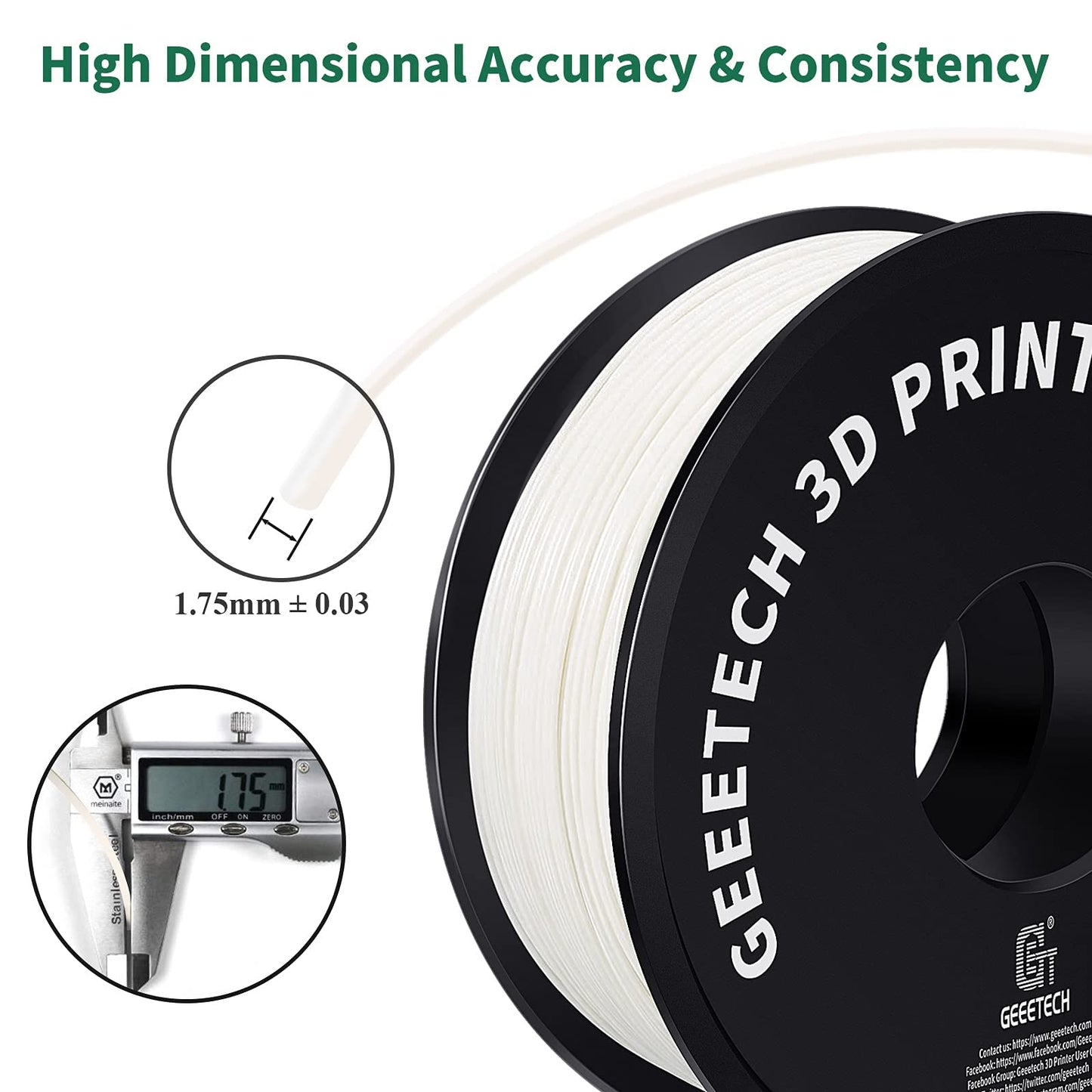 3D Printer Filament 1.75mm 1KG - Geeetech, Vacuum Sealed