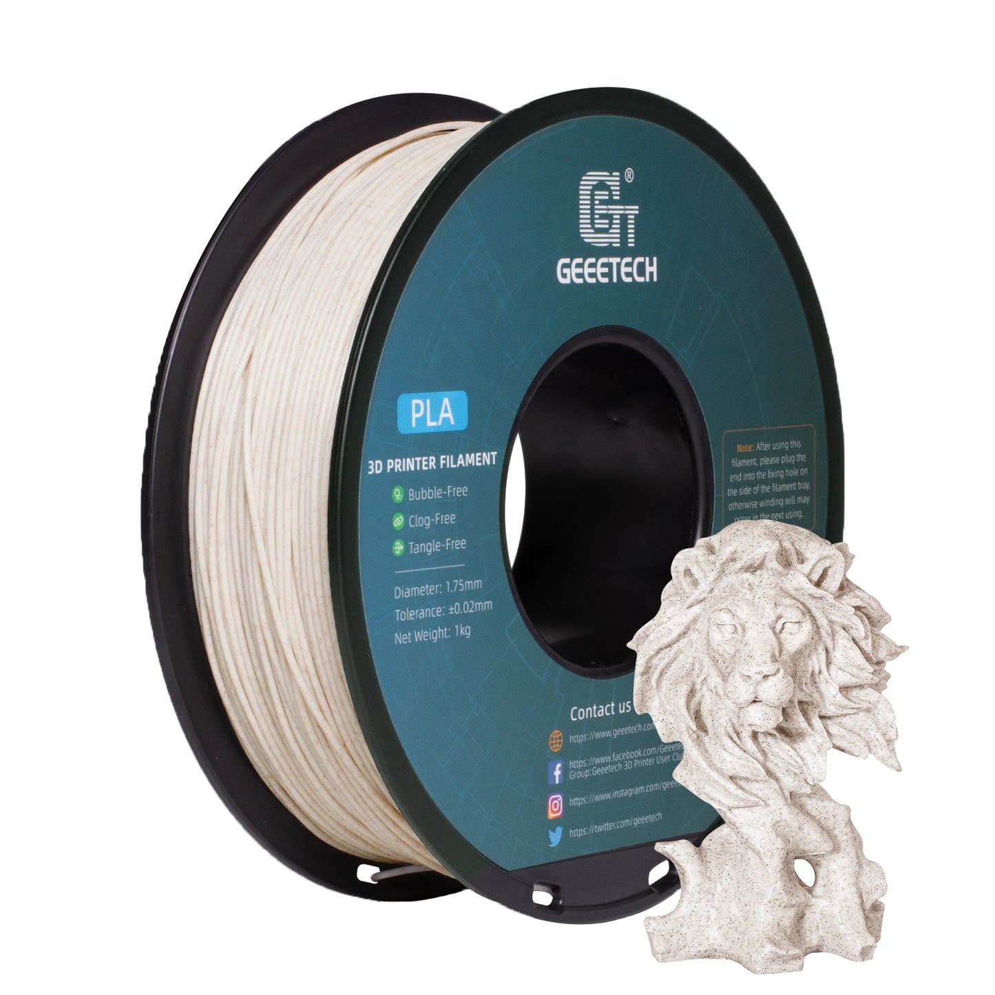 3D Printer Filament: Marble PLA 3D Printer Filament 1kg 1.75mm Tangle-Free