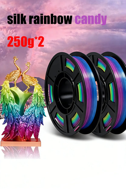 Silk Rainbow 3D Printer Filament Bundle - PLA 4-in-1, 500g
