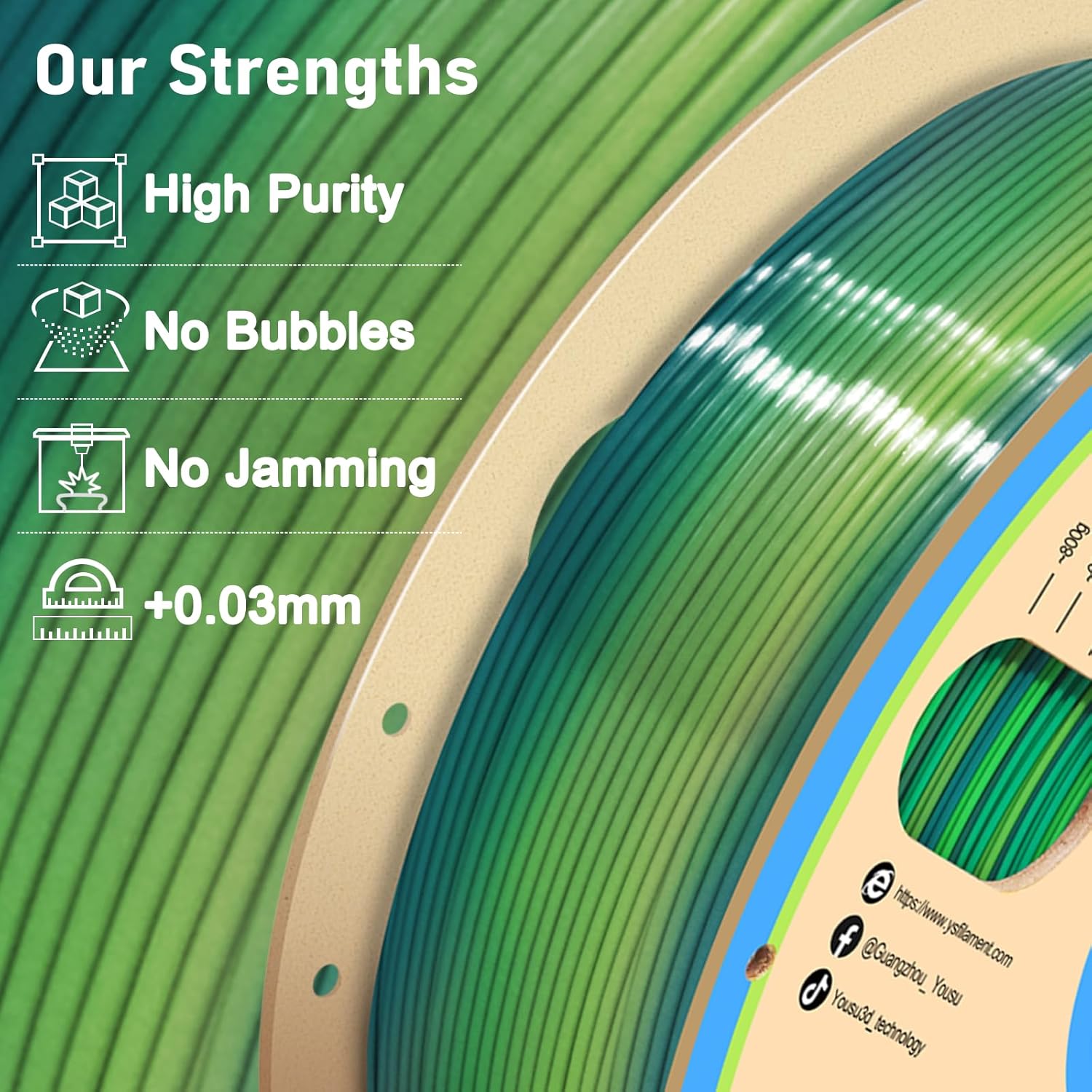 Silk Rainbow 3D Printer Filament Bundle - PLA 4-in-1, 500g