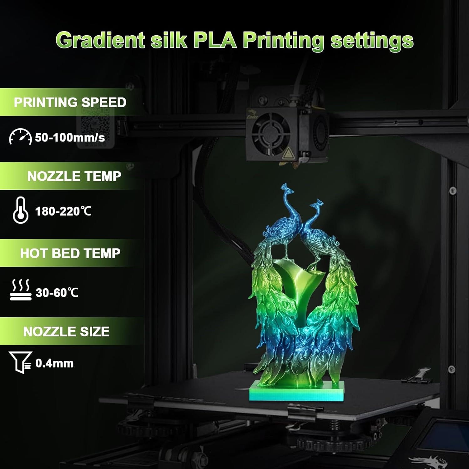 Silk Rainbow 3D Printer Filament Bundle - PLA 4-in-1, 500g