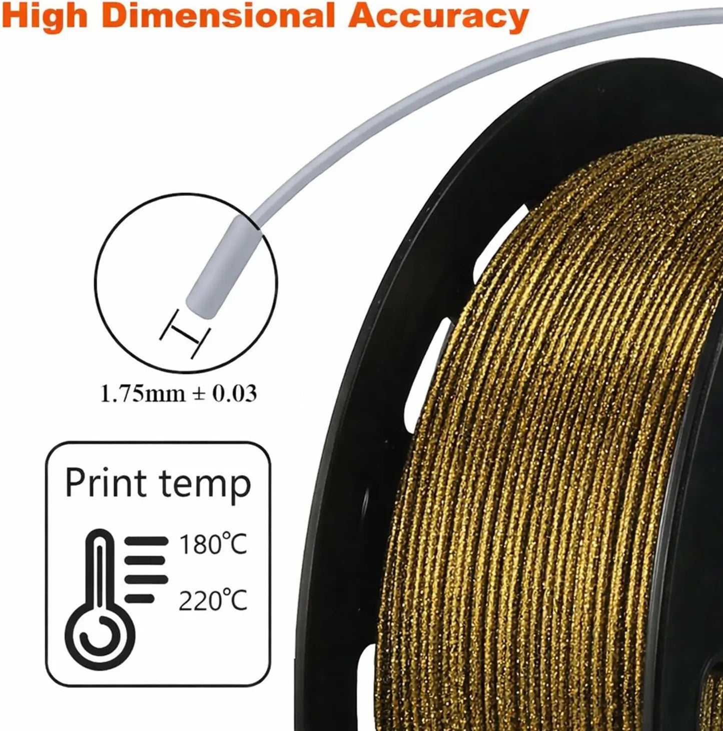 3D Printer Filament Galaxy Glitter PLA Filament 1.75mm 3D Printing Filament,black Glitter Gold,250g/500g,spool