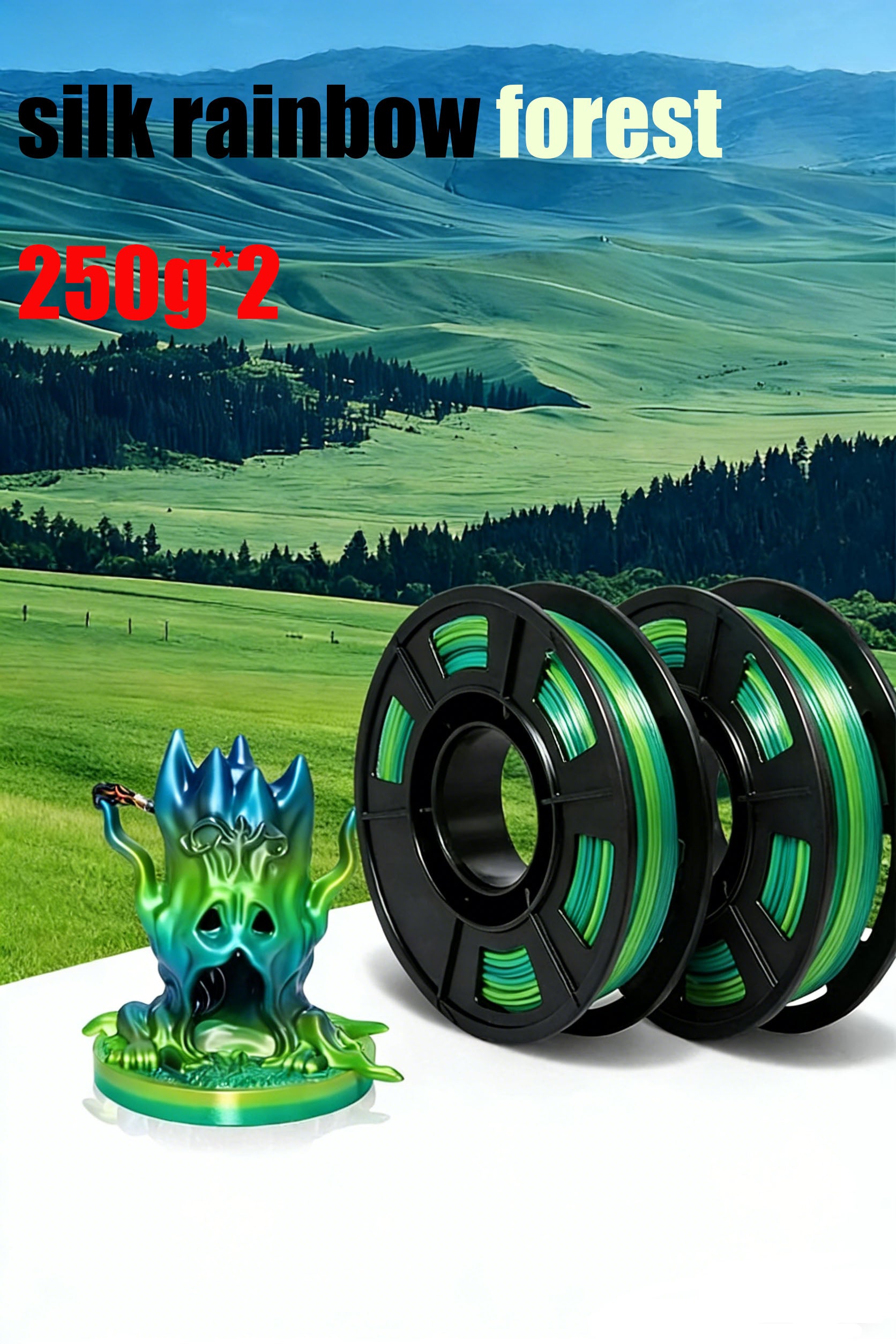 Silk Rainbow 3D Printer Filament Bundle - PLA 4-in-1, 500g