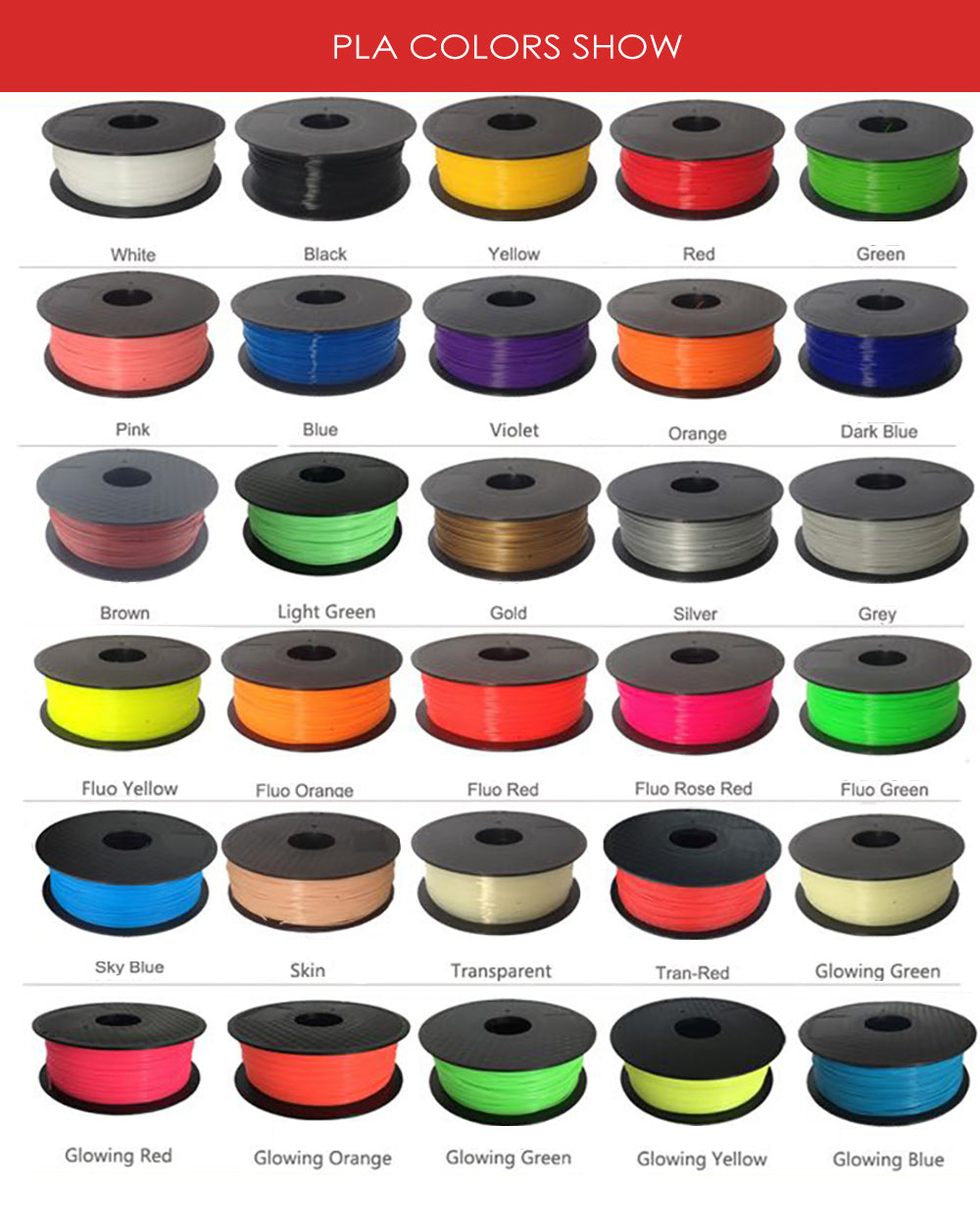 PLA Filament: PLA 1.75mm Filament 10m - 3D Printer Pen, Black & Rainbow