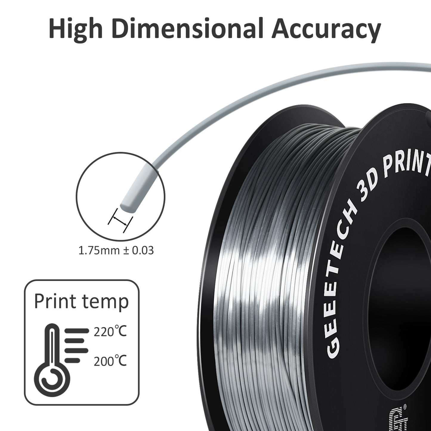 3D Printer Filament: 1.75mm 1kg Precision 0.03mm for FDM Printers