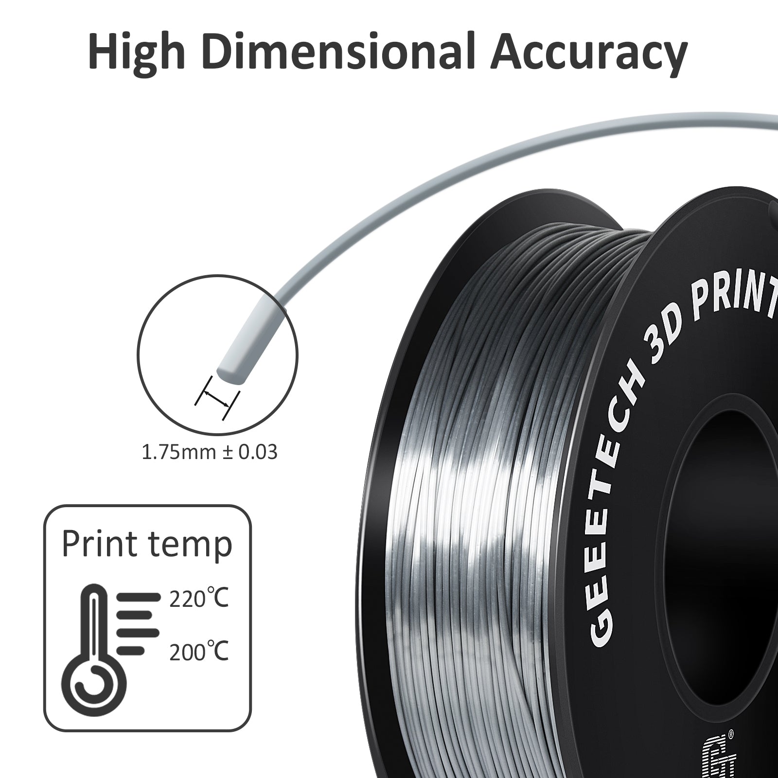 3D Printer Filament: 1.75mm 1kg Precision 0.03mm for FDM Printers
