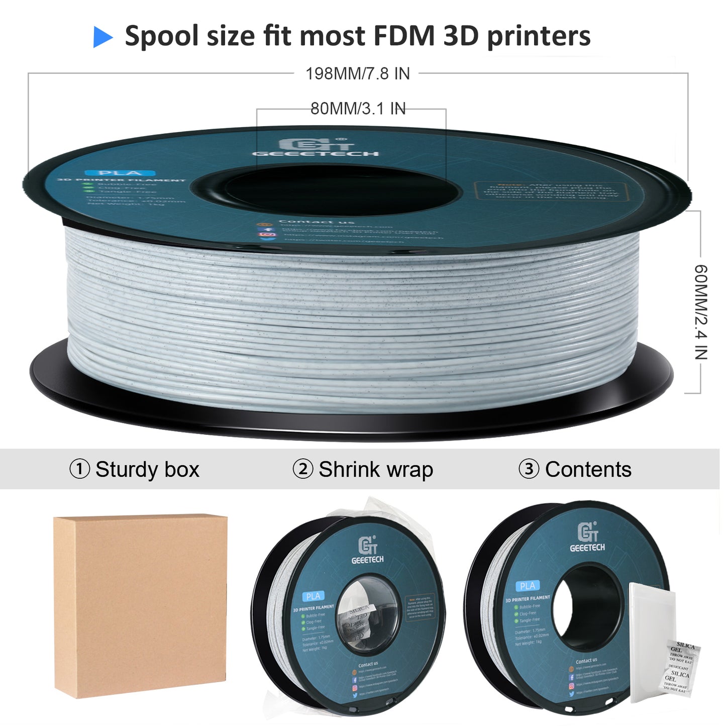 3D Printer Filament: Marble PLA 3D Printer Filament 1kg 1.75mm Tangle-Free