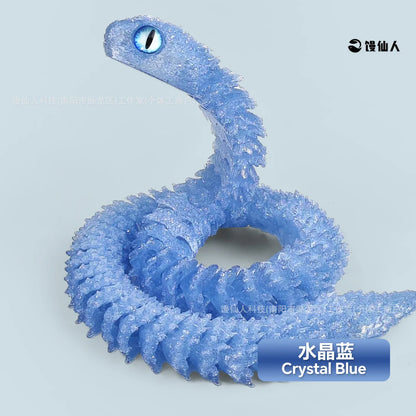 30cm 3D Printed Luminous Snake Movable Joint Simulation Snake Action Figures Home Office Desktop Ornament Birthday Gifts