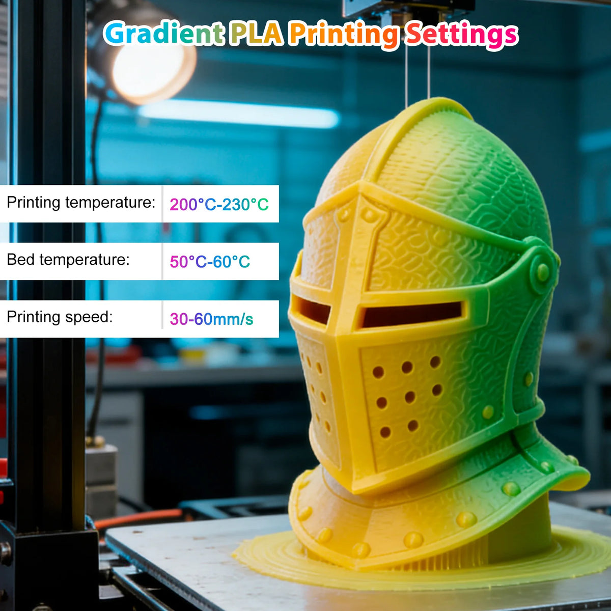 Silk PLA 3D Printer Filament, Shiny Yellow Green Dual Color  Filament 1.75mm,  3D Printing Filament for Most FDM 3D Printer 250g