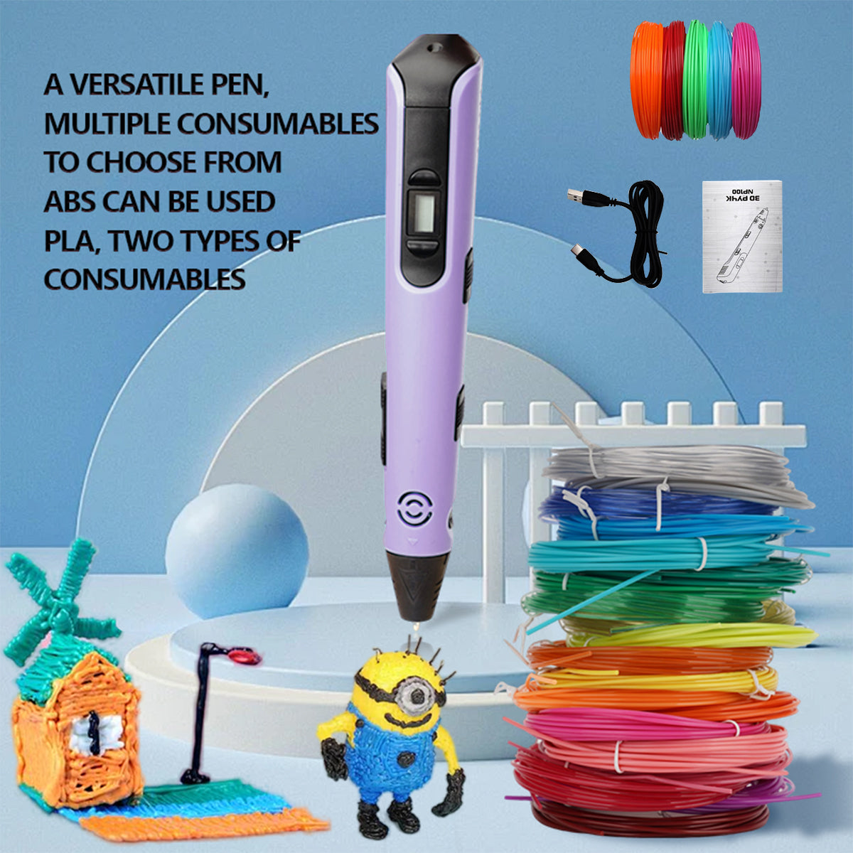 3D Printing Pen with 9m PLA Filaments - Perfect Gift for Kids