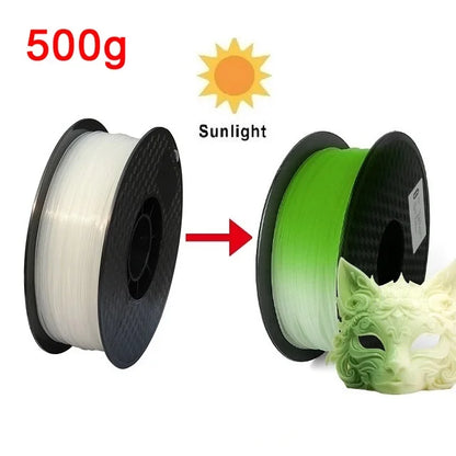 UV Sunlight Color Change Filament PLA 1.75mm 3D Printer PLA Filament 250g 1kg Plastic Material PLA UV Reaction Blue Purple Pink