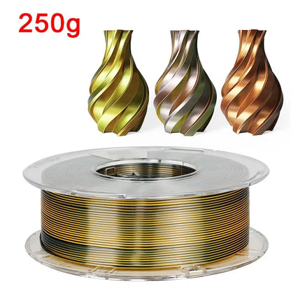 Tricolor Silk PLA 1.75mm 3D Printer Filament - Multicolor