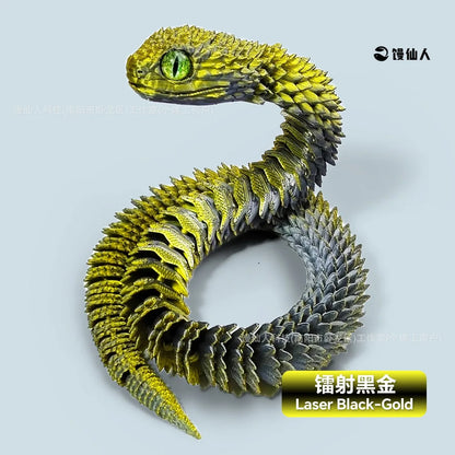 30cm 3D Printed Luminous Snake Movable Joint Simulation Snake Action Figures Home Office Desktop Ornament Birthday Gifts