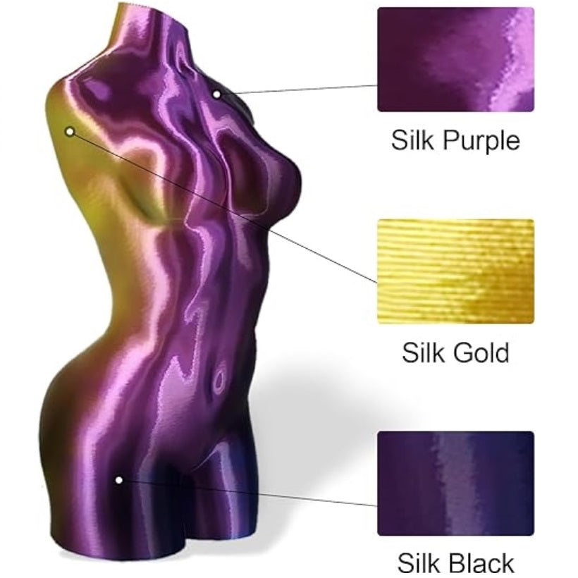 Tricolor Silk PLA 1.75mm 3D Printer Filament - Multicolor