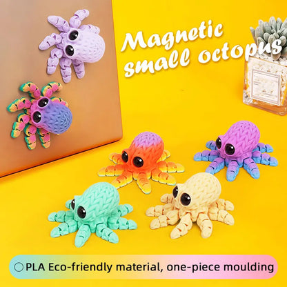 Adorable 3D Printed Octopus Fridge Magnet with Movable Joints Decoration Crafts Refrigerator Sticker Home Office Art Home Decor