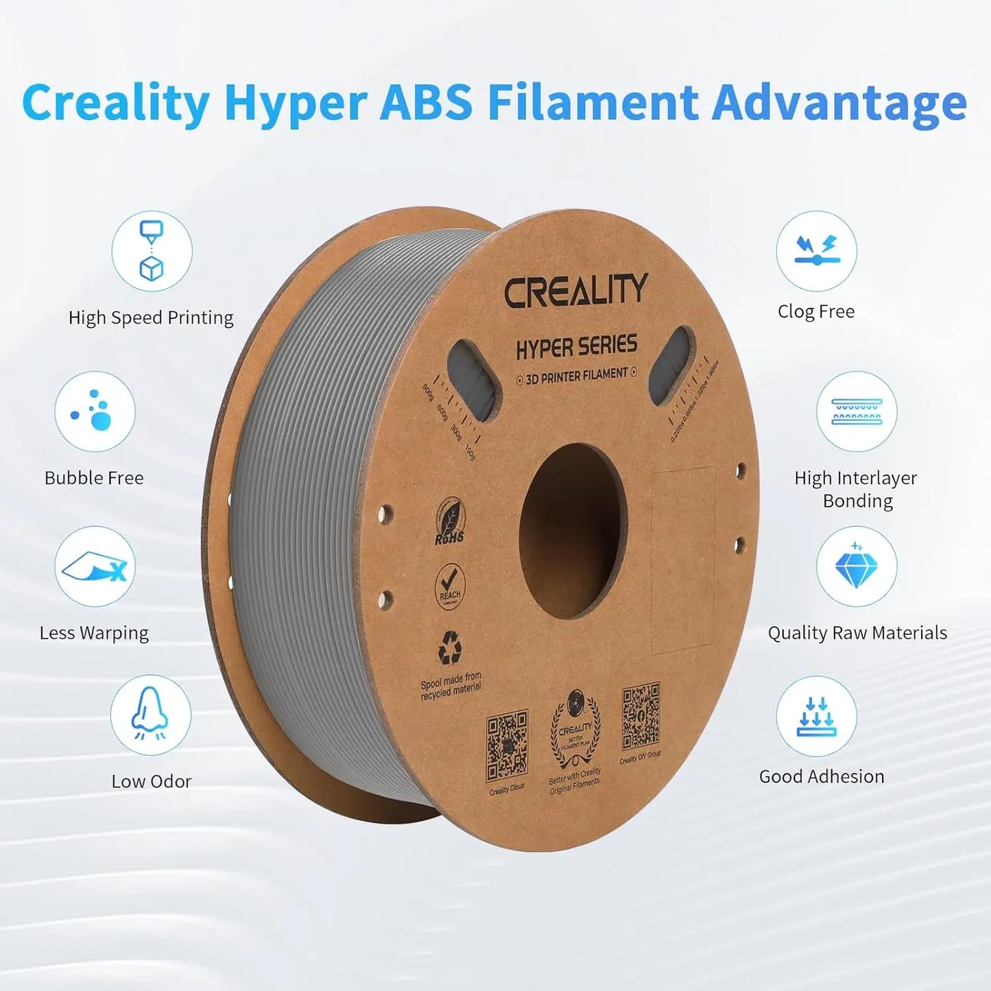 ABS Filament: Creality Hyper ABS Filament 1.75mm for Fast 3D Printing, 1kg