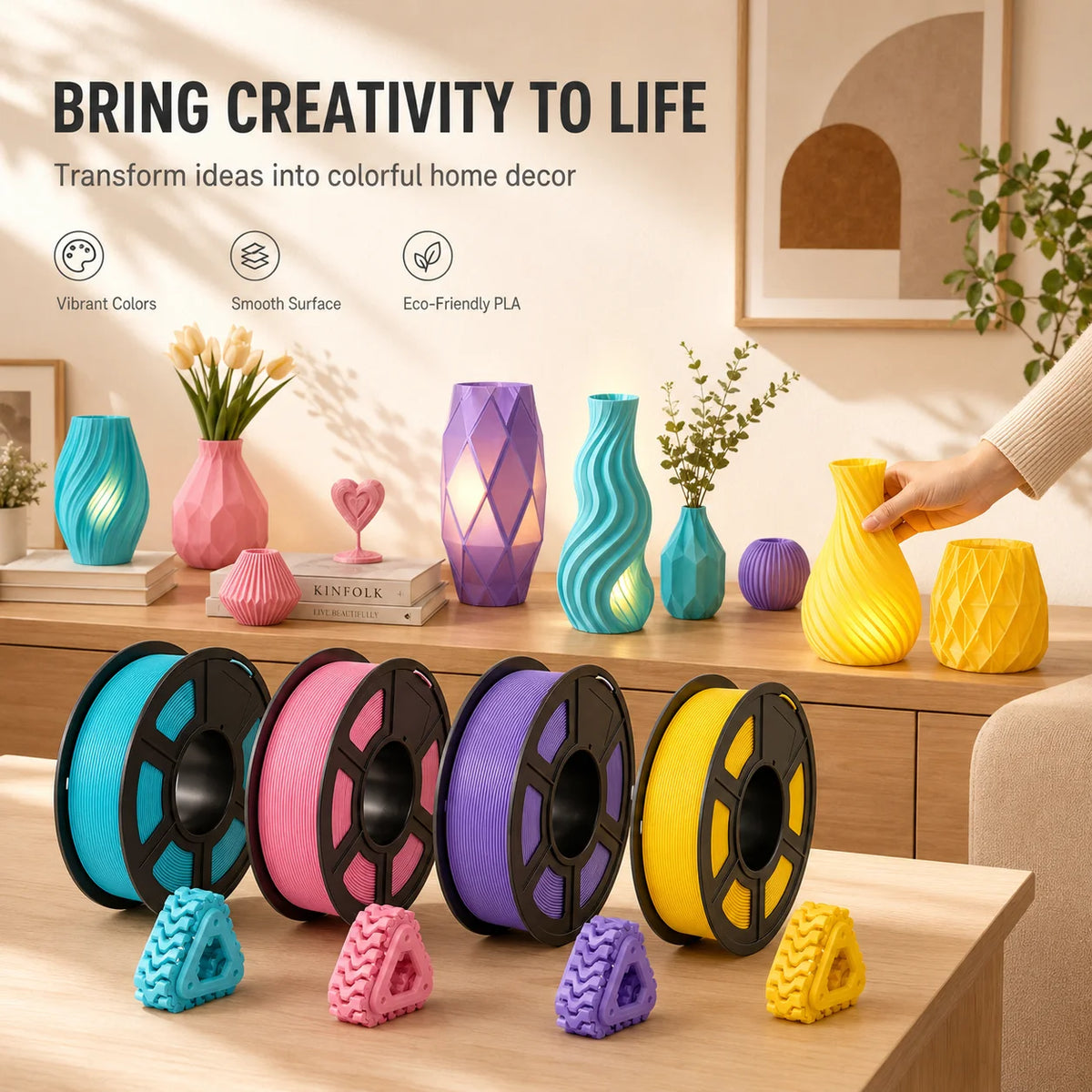 1.75mm High Speed PLA 3D Printer Filament Bundle ±0.02mm Dimensional Accuracy Reusable 250g Spools Total 1KG