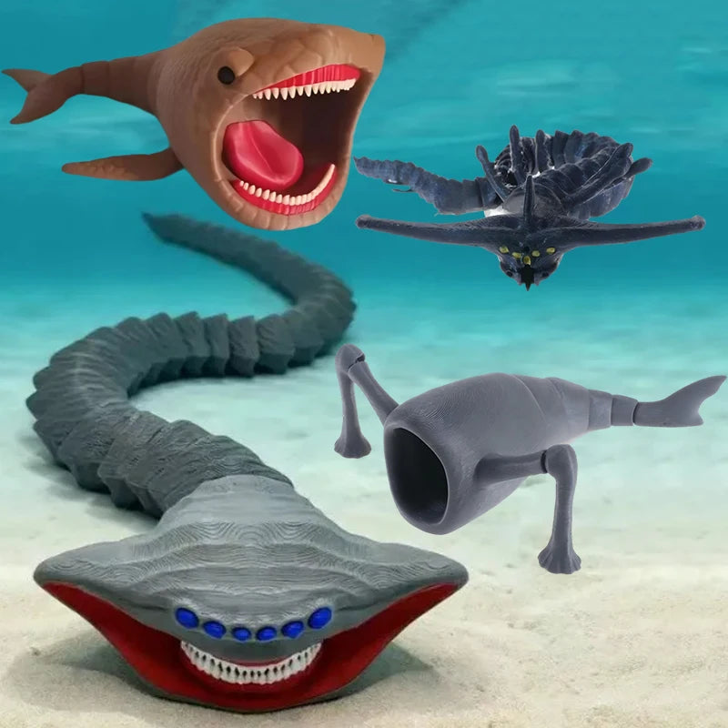 1pc 3D Printing Sea Eater Bloop Gran Maja Action Figure Model Toy Doll Christmas Gift Joint-movable Deep Sea Monster Figurines
