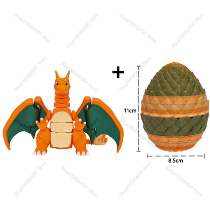 3D Printed Anime Pokémon Figures Charizard Mega Charizard X Charmander Dragon Egg Model Joint Mobility Statue Xmas Fans Gift