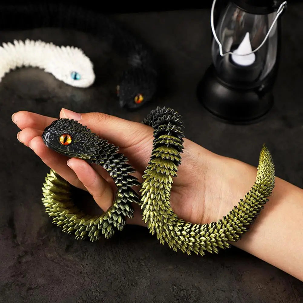 3D Printed Snake Toy Articulated Viper Figurine Fidget Snake Toy Collectible Snake Model with Flexible Joints for Home Office De
