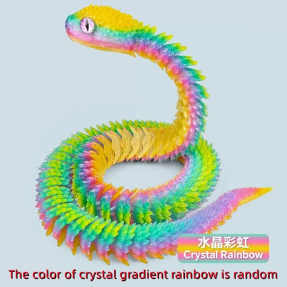 30cm 3D Printed Luminous Snake Movable Joint Simulation Snake Action Figures Home Office Desktop Ornament Birthday Gifts