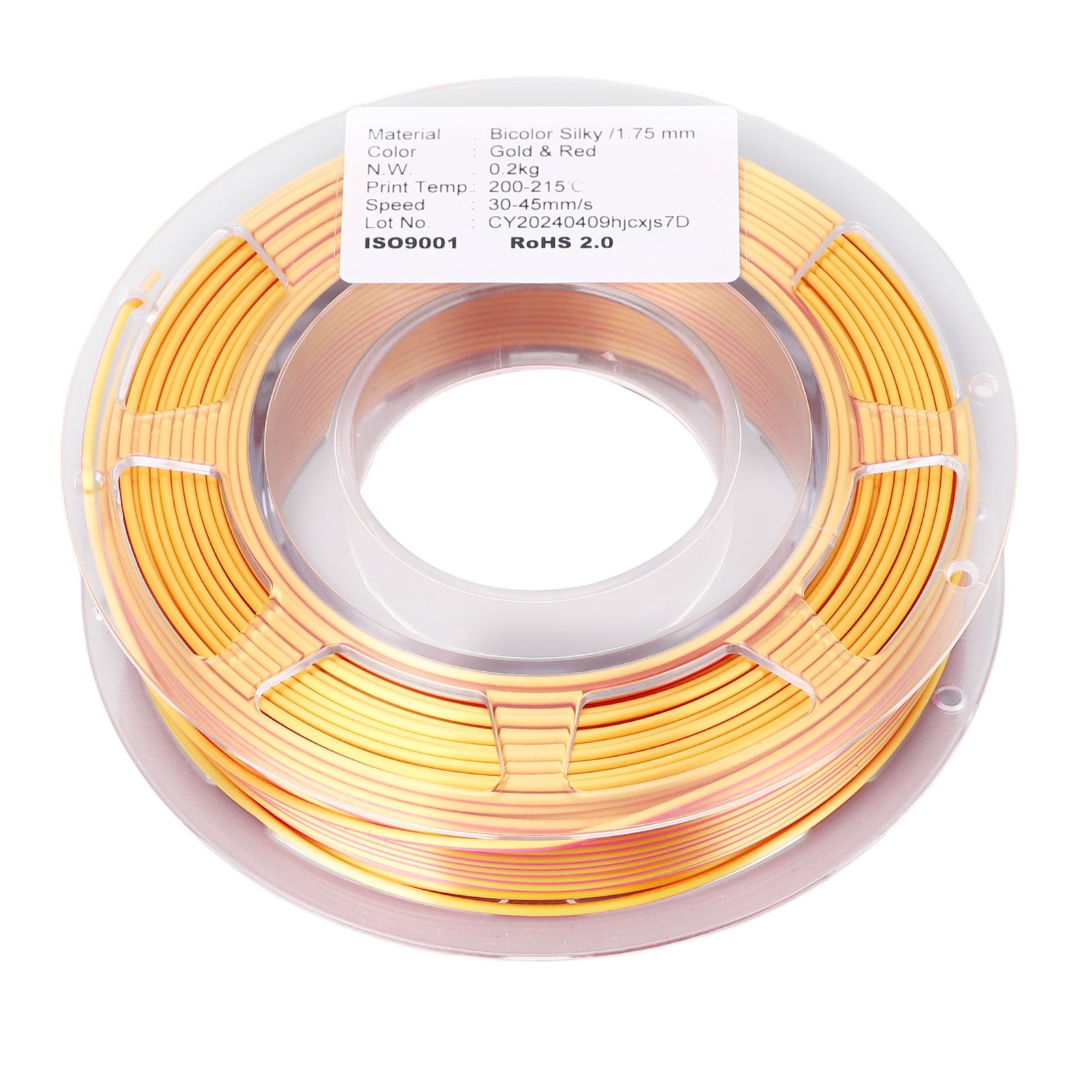 PLA Filament Bundle: Gold Red Dual Color 1.75mm 200g Sale