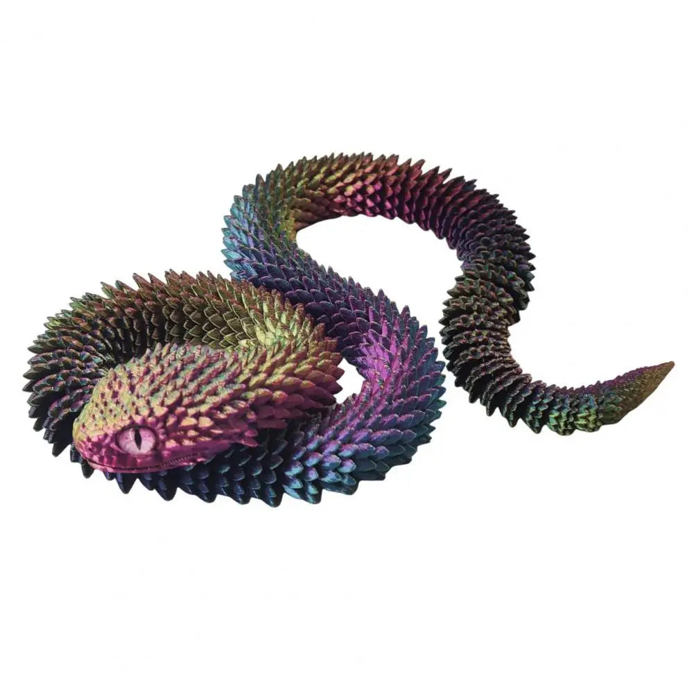 3D Printed Snake Toy Articulated Viper Figurine Fidget Snake Toy Collectible Snake Model with Flexible Joints for Home Office De