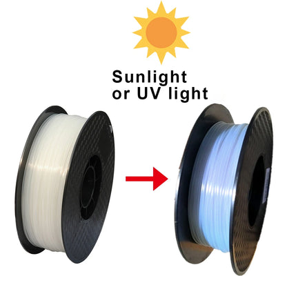UV Sunlight Color Change Filament PLA 1.75mm 3D Printer PLA Filament 250g 1kg Plastic Material PLA UV Reaction Blue Purple Pink