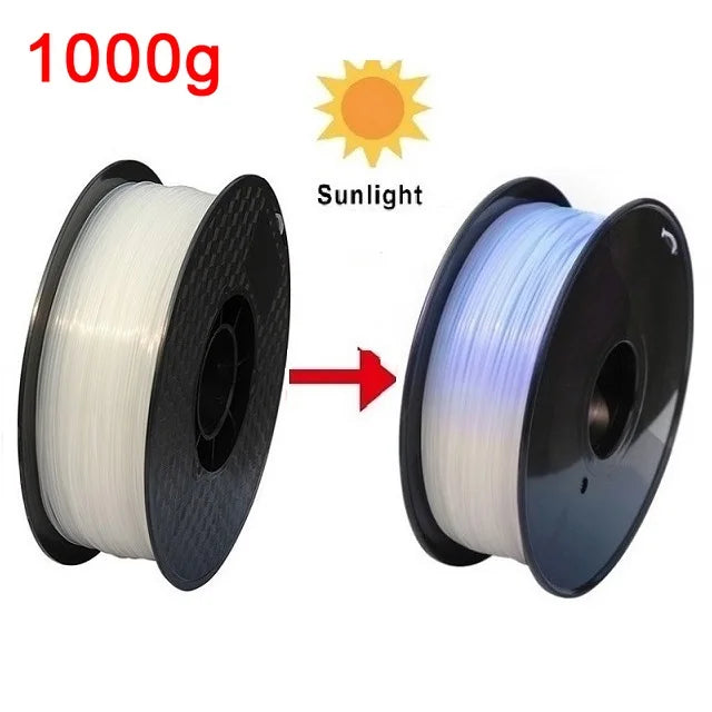 UV Sunlight Color Change Filament PLA 1.75mm 3D Printer PLA Filament 250g 1kg Plastic Material PLA UV Reaction Blue Purple Pink