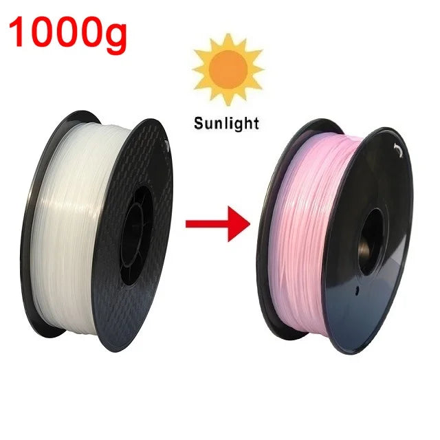 UV Sunlight Color Change Filament PLA 1.75mm 3D Printer PLA Filament 250g 1kg Plastic Material PLA UV Reaction Blue Purple Pink