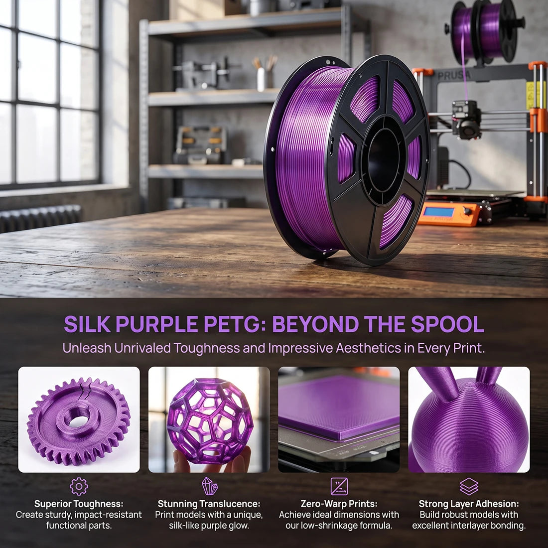PETG Filament Transparent Purple 3D Printer Filament 250g 3D Printer Material Transparent purple petg 1.75mm