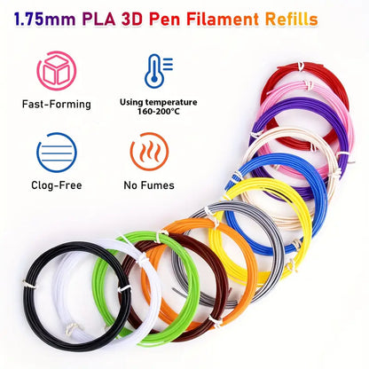 40 Color PLA Filament for 3D Pen - Safe, Smoke-Free Refill