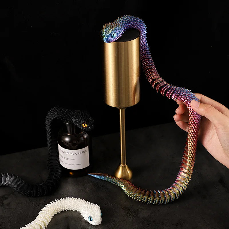 30cm 3D Printed Luminous Snake Movable Joint Simulation Snake Action Figures Home Office Desktop Ornament Birthday Gifts