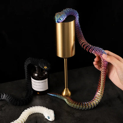 30cm 3D Printed Luminous Snake Movable Joint Simulation Snake Action Figures Home Office Desktop Ornament Birthday Gifts