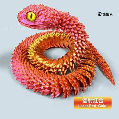 30cm 3D Printed Luminous Snake Movable Joint Simulation Snake Action Figures Home Office Desktop Ornament Birthday Gifts